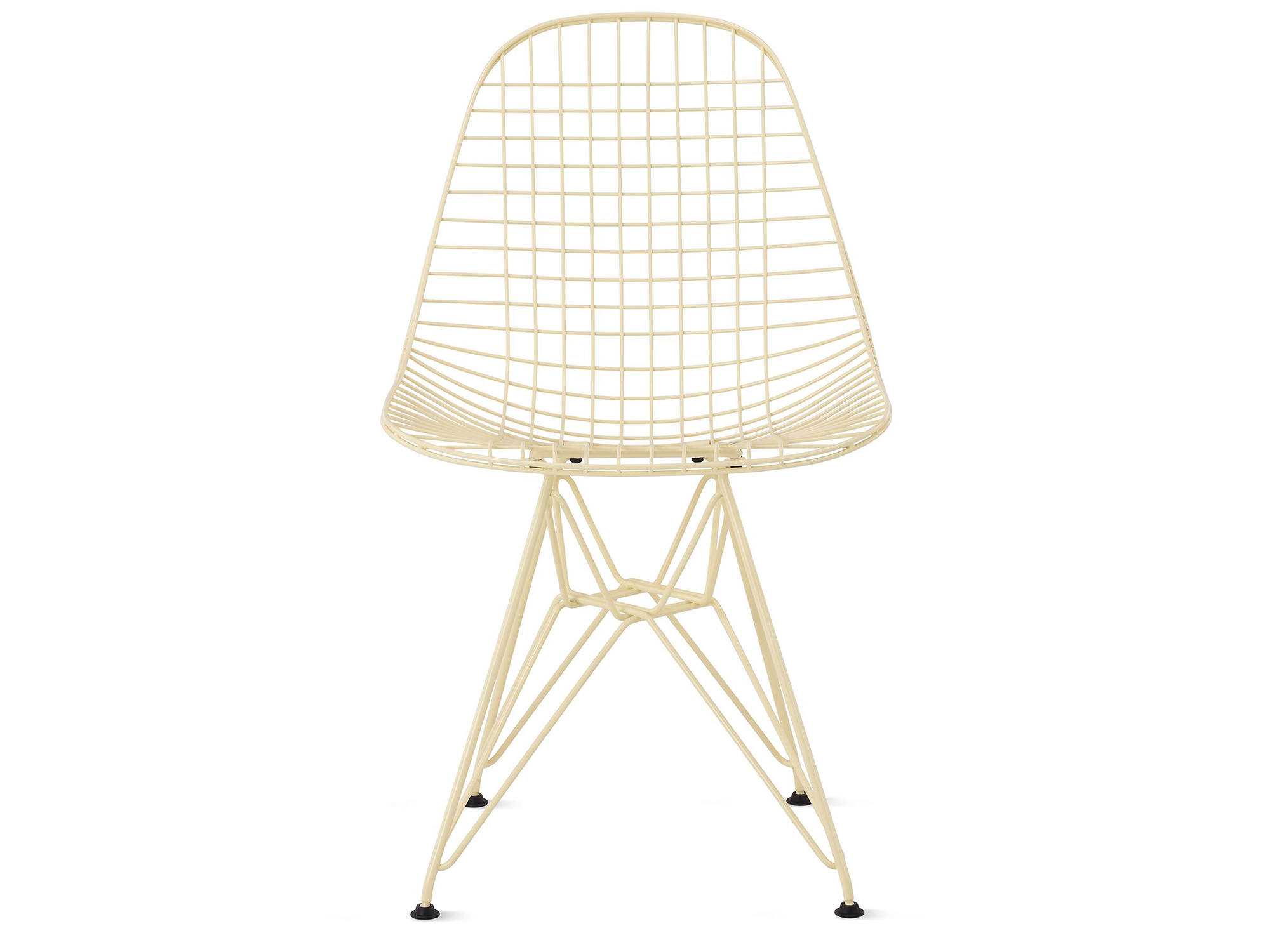 Powder yellow wire chair with wire front view